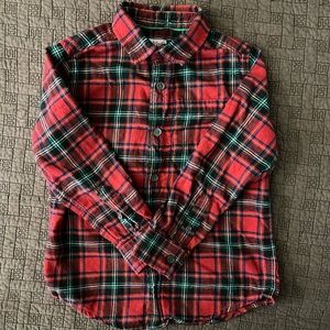 Boys red flannel, plaid, collared, button down shirt made by Cat & Jack size 6/7
